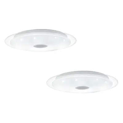 2 PACK Wall Flush Ceiling Light White Shade White Chrome Crystal Effect LED 24W