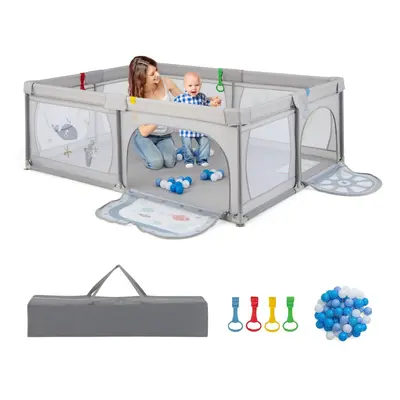 Large Baby Playpen Kids Activity Center w/ PCS Ocean Balls Infant Safety Gate