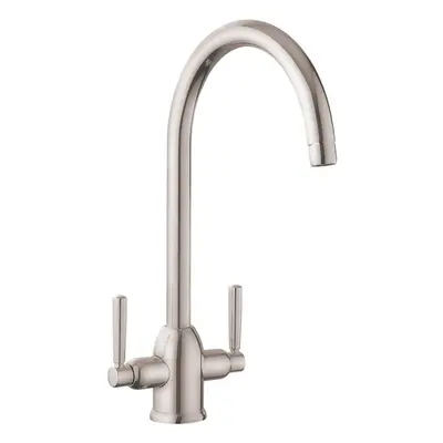 Modern Parma Kitchen Sink Dual Lever Mono Modern Mixer Tap Swivel Spout Brushed