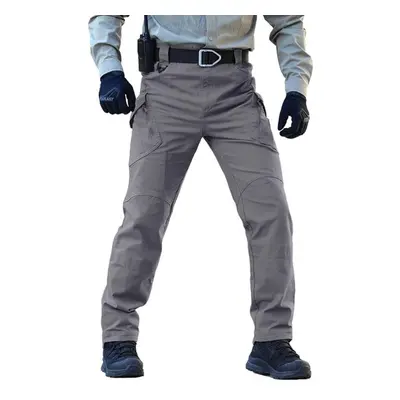 (gray, L) Men&apos;s Tactical Military Pants Multi Pockets Stretch Cargo Trousers Casual 97% Cot