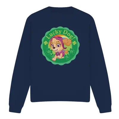 (S, Navy) Paw Patrol Unisex Adult Lucky Dog St Patricks Day Sweatshirt