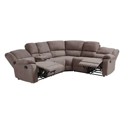 Corner Fabric Manual Recliner Sofa Beige ROKKE