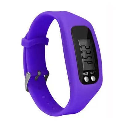 (Purple) Pedometer Watch with LCD Display Step Counter Walking Running Tracker Wrist Band for Me