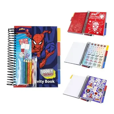 Boys Sticker Book Over Spiderman Stickers Scrapbook Colouring Pencils Avengers Activity Book - B