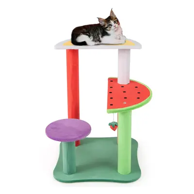 69CM Cute Cat Tree Multi-Level Aesthetic Fruit Cat Tower-Multicolour