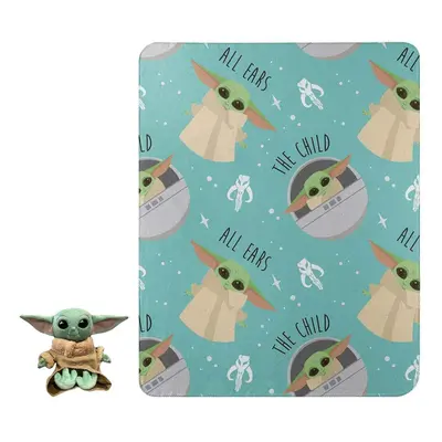 Star Wars The Mandalorian The Child Baby Yoda All Ears Character Pillow and Fleece Throw Blanket