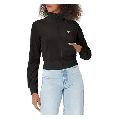 GUESS Women's Couture Full Zip Sweatshirt Jet Black Small