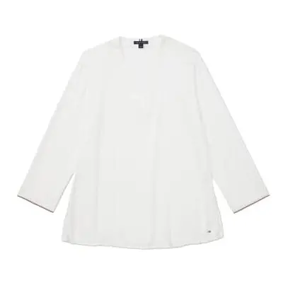 Tommy Hilfiger Women's Adaptive V Blouse with Wide Neck Opening Milky