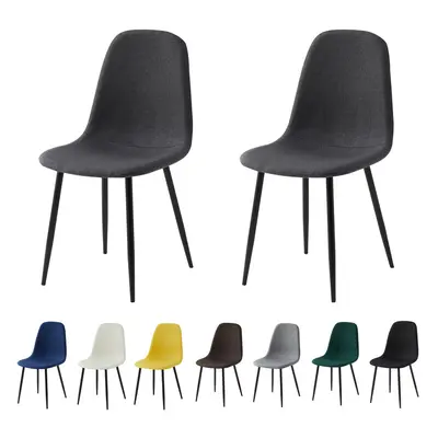 (SET OF 2, DARK GREY) 2/4/6Pcs Fabric Dining Chair with Metal Legs Bella