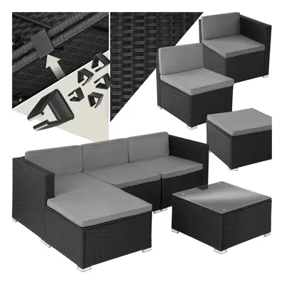 (black) Rattan Garden Furniture Corner Sofa Lounge Set Seater Stool Coffee Table