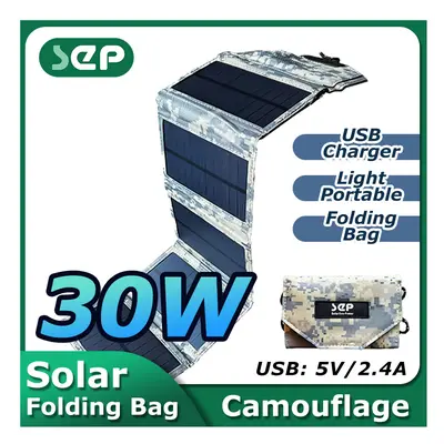 (5V) 30W Folding Solar Panel USB 5V Waterproof Solar Charger Portable Mobile Solar Power Bank fo