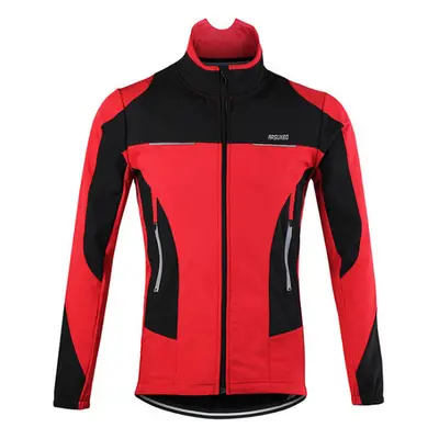 (15F red, XL) Men Fleece Thermal Winter Cycling Jacket Windproof Waterproof MTB Coat Bike Jersey