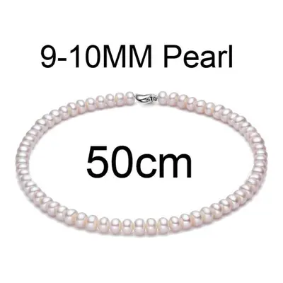 (white, 50cm) Lsooyh 9-10mm Natural Freshwater Pearl Necklace For Women White Pearl Jewelry Chok