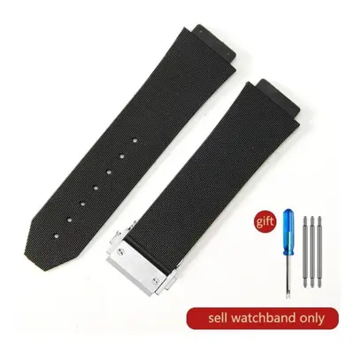 (J02-Black-Steel-Z2 26x19mm) For Hublot Yubo High Quality Silicone Waterproof Watch Strap Classi