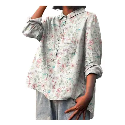 (XL24053-SZW5, XXXL) Summer Blending Shirt Women Loose Fit And Fashion-Inspired Design Shirt Fem