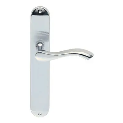 PAIR Curved Handle on Long Slim Latch Backplate x 40mm Satin Chrome