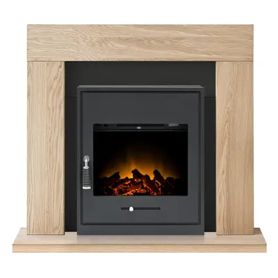 Adam Malmo in Oak & Black with Oslo Inset Stove in Black, Inch