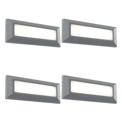 4 PACK Outdoor IP65 Pathway Guide Light - Direct 3W Warm White LED - Gray ABS