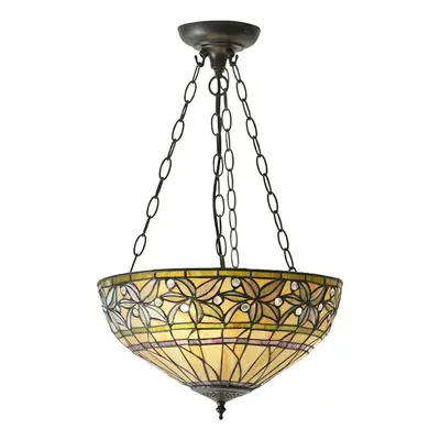 Tiffany Glass Hanging Ceiling Pendant Light Large Bronze Feature Shade i00070