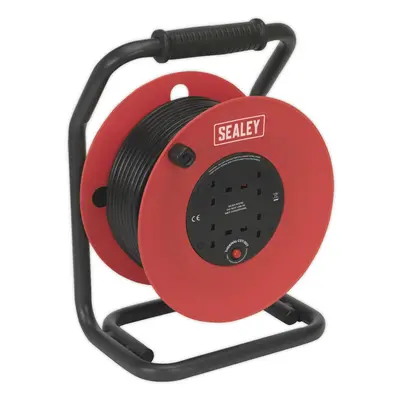 50m Heavy Duty Cable Reel with Thermal Trip - x 230V Plug Sockets - PVC Cable