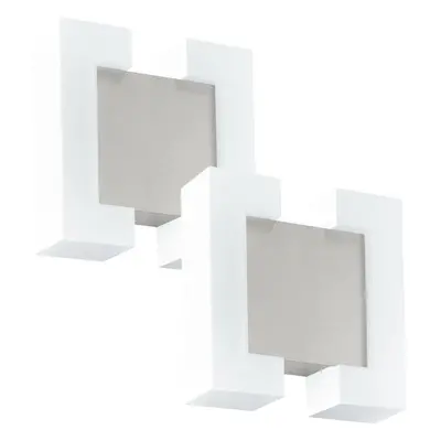 2 PACK IP44 Outdoor Wall Light Satin Nickel Diffused White 4.8W LED