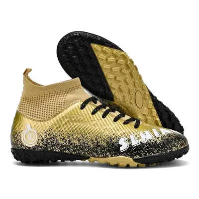 (gold, 42) Unisex Soccer Shoes Outdoor/indoor Boys Girls Football Boot Professional Futsal Footb