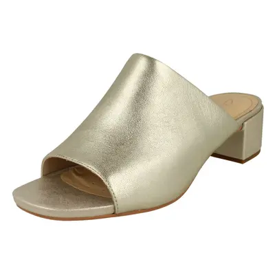 (UK 3, Champagne (Gold)) Ladies Clarks Heeled Mule Sandals Orabella Daisy - D Fit