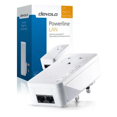 devolo dLAN duo+ Powerline adapter (500 Mbps, 2x LAN ports, white