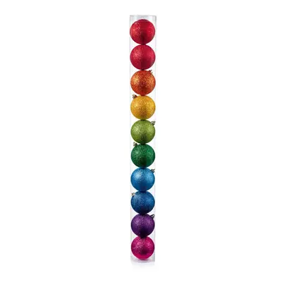 Large Rainbow Christmas Baubles Multi-Coloured Glitter Tree Decorations