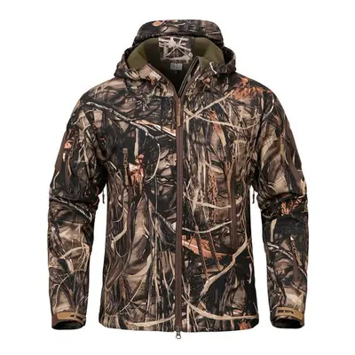 (pink green, US M) Men&apos;s Soft Shell Waterproof Camouflage Hunting Jacket Warm Fleece Lined 