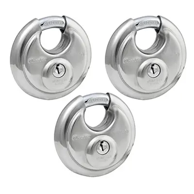 40TRI Shrouded Stainless Steel Disk Padlock with 2-3/4" Wide Body (Pack of 3)