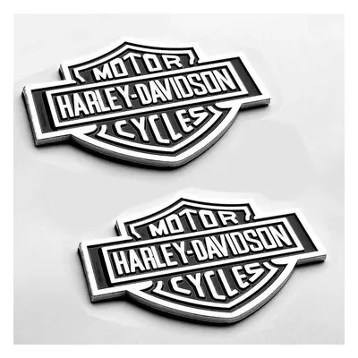 2x Oem Harley Davidson Fuel Tank Chrome Emblems - 3d Logo Replacement Badges