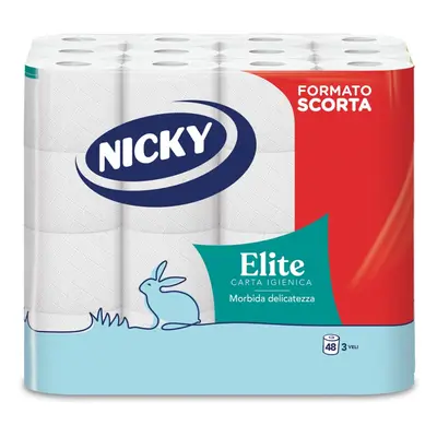 Nicky Elite Rolls of Toilet Paper, Soft Sheets, 3-Ply Soft and Resistant to Contact with Skin, D