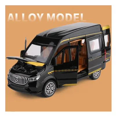 (Black) 1:24 Sprinter Alloy MPV Car Model Diecast Metal Toy Vehicles Car Model Collection Sound 