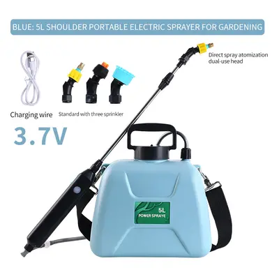 (Blue) 5L Garden Automatic Watering Electric Sprayer Mode Irrigation Sprinkler Telescopic Handle