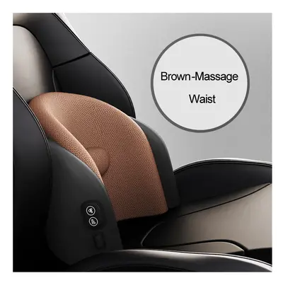 (brown-2) Car Massage Neck Waist Support Pillow Lumbar Support Pillow For Office