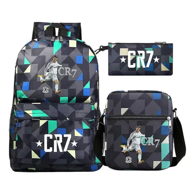 (9) Football Ronaldo Cr7 Backpack Set - School Bags For Girls/boys, Laptop Travel Knapsack, Wome