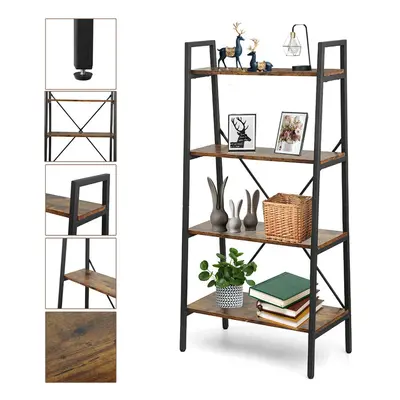 Ladder Shelf Bookshelf 4-Tier Industrial Storage Rack for Living Room