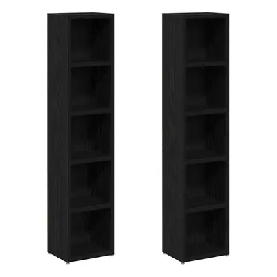 vidaXL CD Cabinets pcs Black Oak 21x16x93.5 cm Engineered Wood