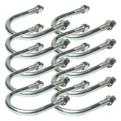 10 Pack 21/2" 76mm U Bolts Zinc Plated Steel Nuts Pole Grip Bracket Clamp