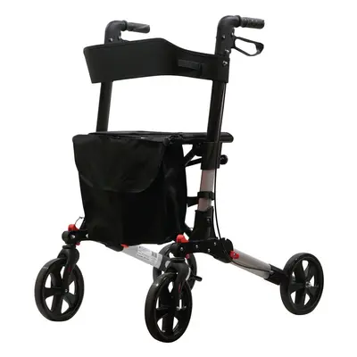 Grey Aluminium Wheel Rollator Walking Aid - Flat Folding - 136kg Weight Limit