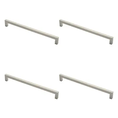 4x Square Mitred Door Pull Handle x 19mm 450mm Fixing Centres Satin Steel