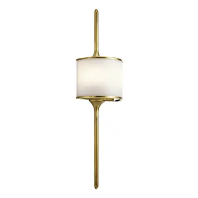 IP44 Twin Brass Wall Light Long Pole Central White Glass Shade LED G9 3.5W