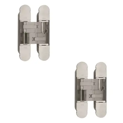 2x x 32mm Concealed Heavy Duty Hinge Fits Unrebated Doors Polished Nickel