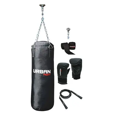 Home Boxing Set - 15KG Punch Bag Gloves Mitts Wraps & Skipping Rope Exercise Kit