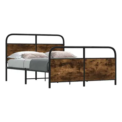 vidaXL Bed Frame Without Mattress 120x200 cm Smoked Oak Engineered Wood