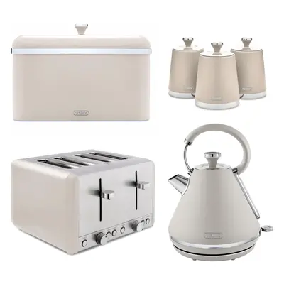 Tower Cavaletto Kettle Toaster Bread Bin & Canisters in Latte & Chrome