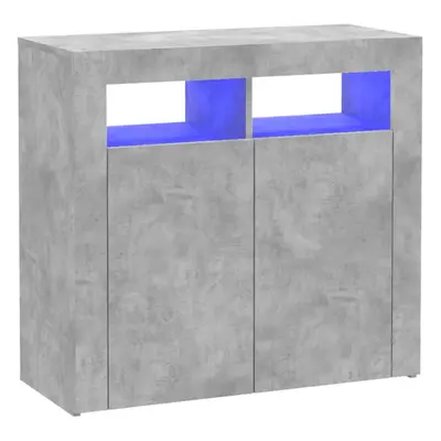 vidaXL Sideboard with LED Lights Concrete Grey Storage Cabinet Home Organiser