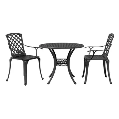 (black, piece) vidaXL Garden Dining Set Piece Outdoor Table and Chair White Cast Aluminium