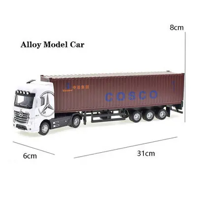 (Container White) 1:50 Diecast Alloy Truck Head Model Toy Container Truck Pull Back With Light E